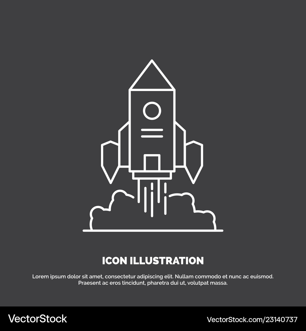 Rocket spaceship startup launch game icon line vector image