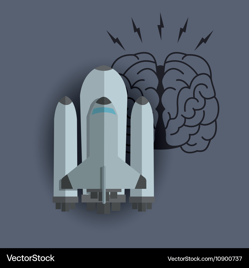 Rocket with science related icons image vector image