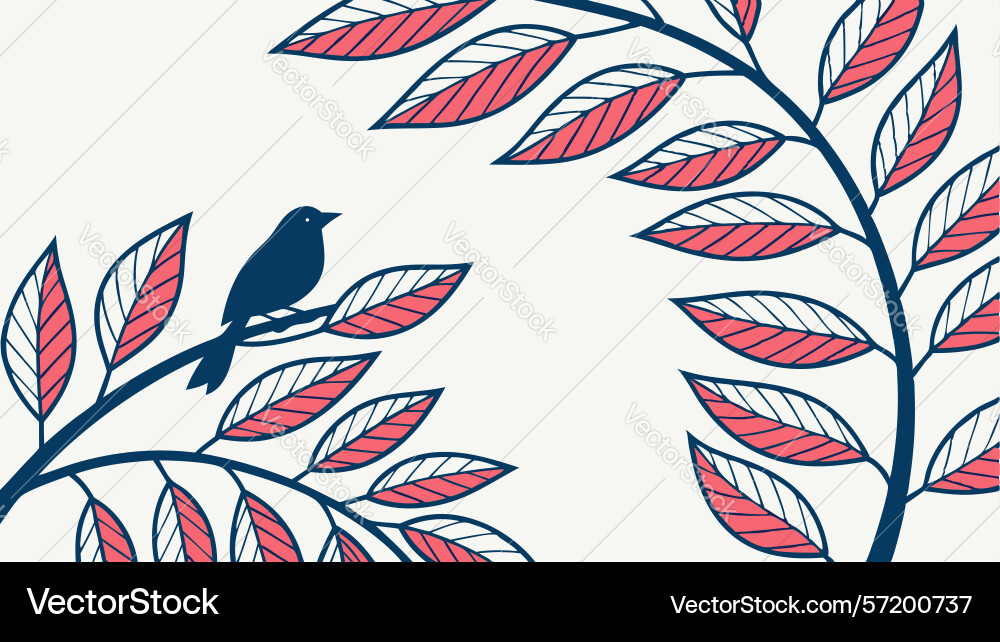 Rustic botanical corner with bird design vector image