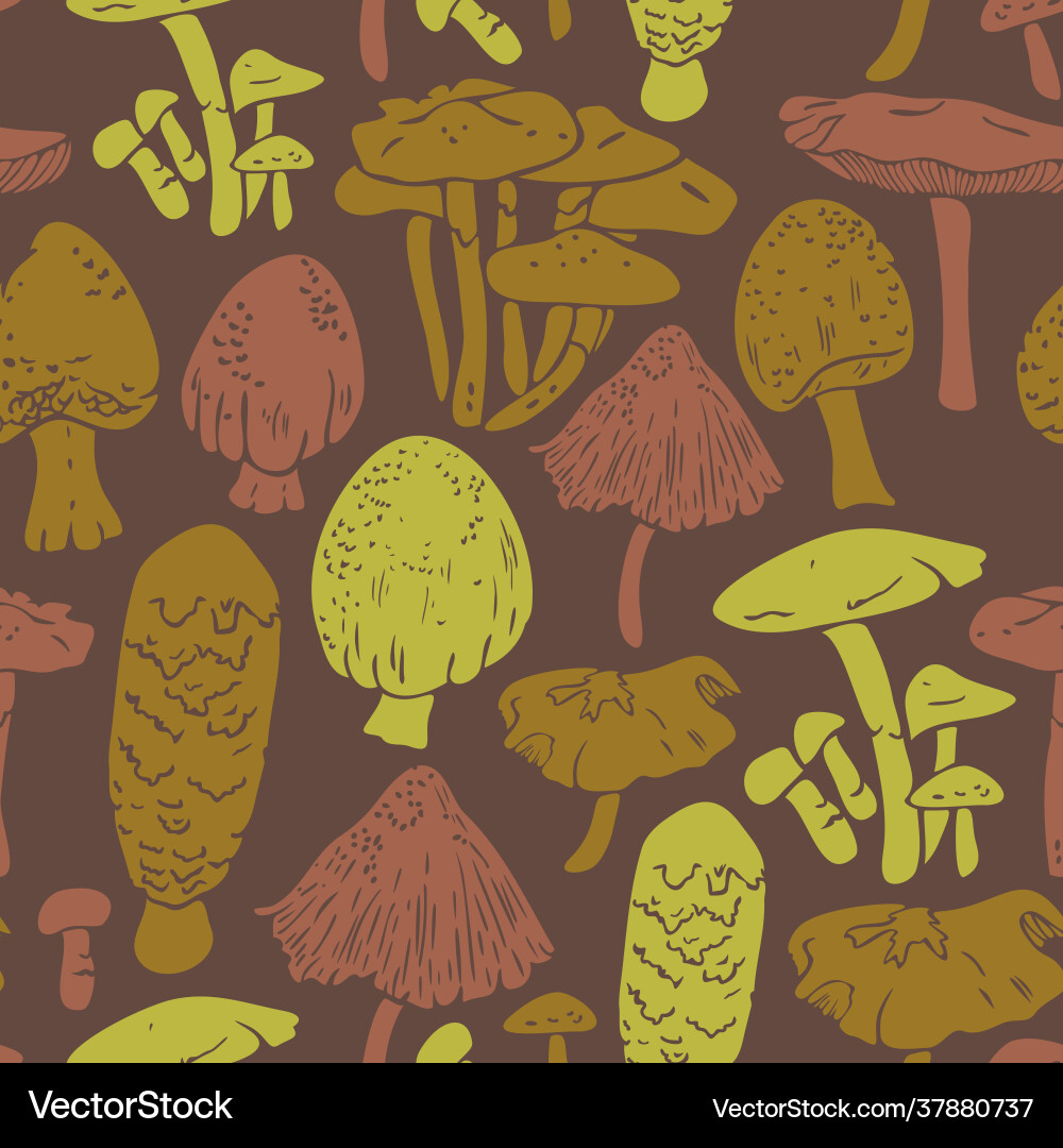 Seamless pattern with different mushrooms Vector Image