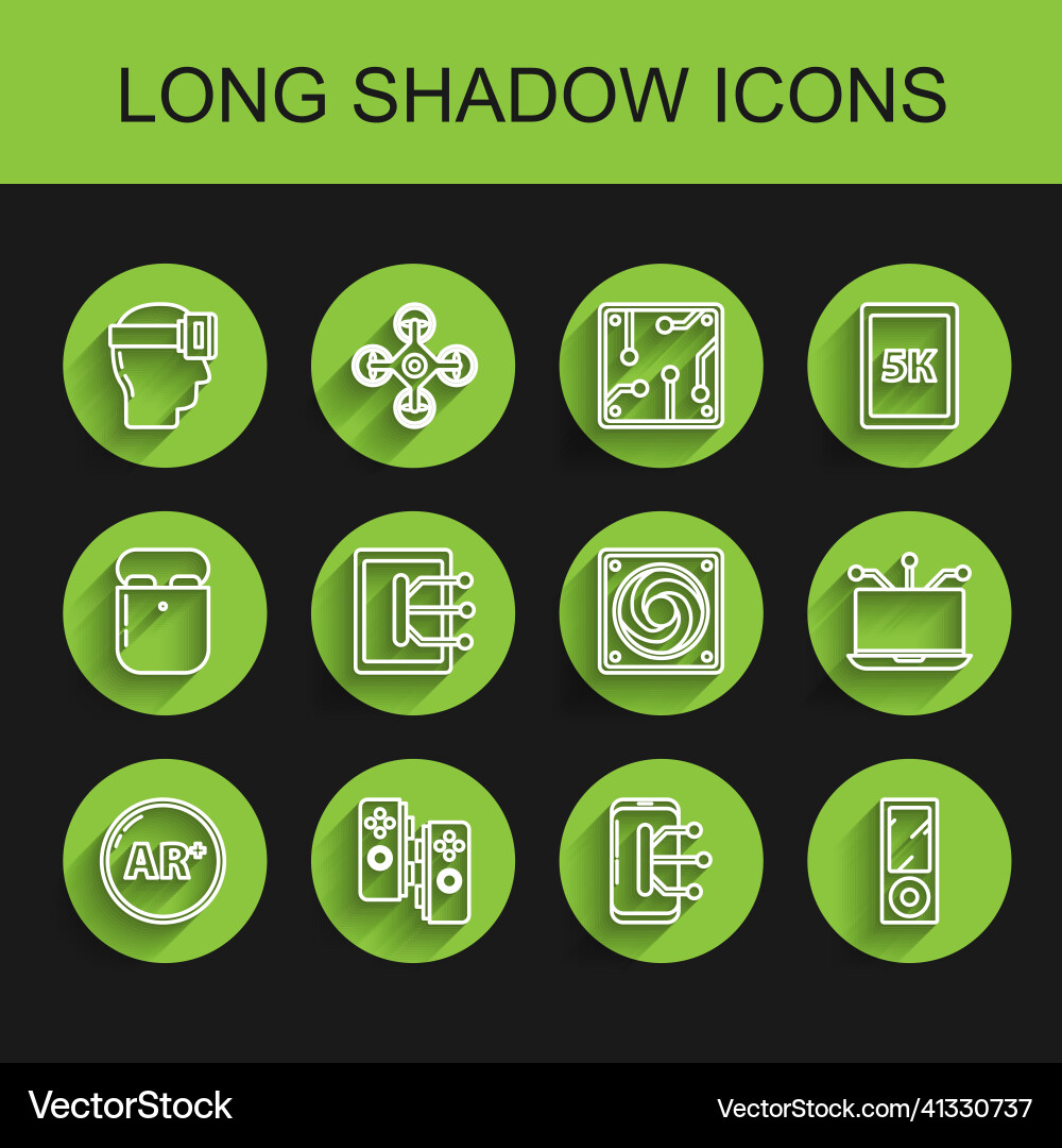 Set line ar augmented reality gamepad virtual Set line ar augmented reality gamepad virtual vector image