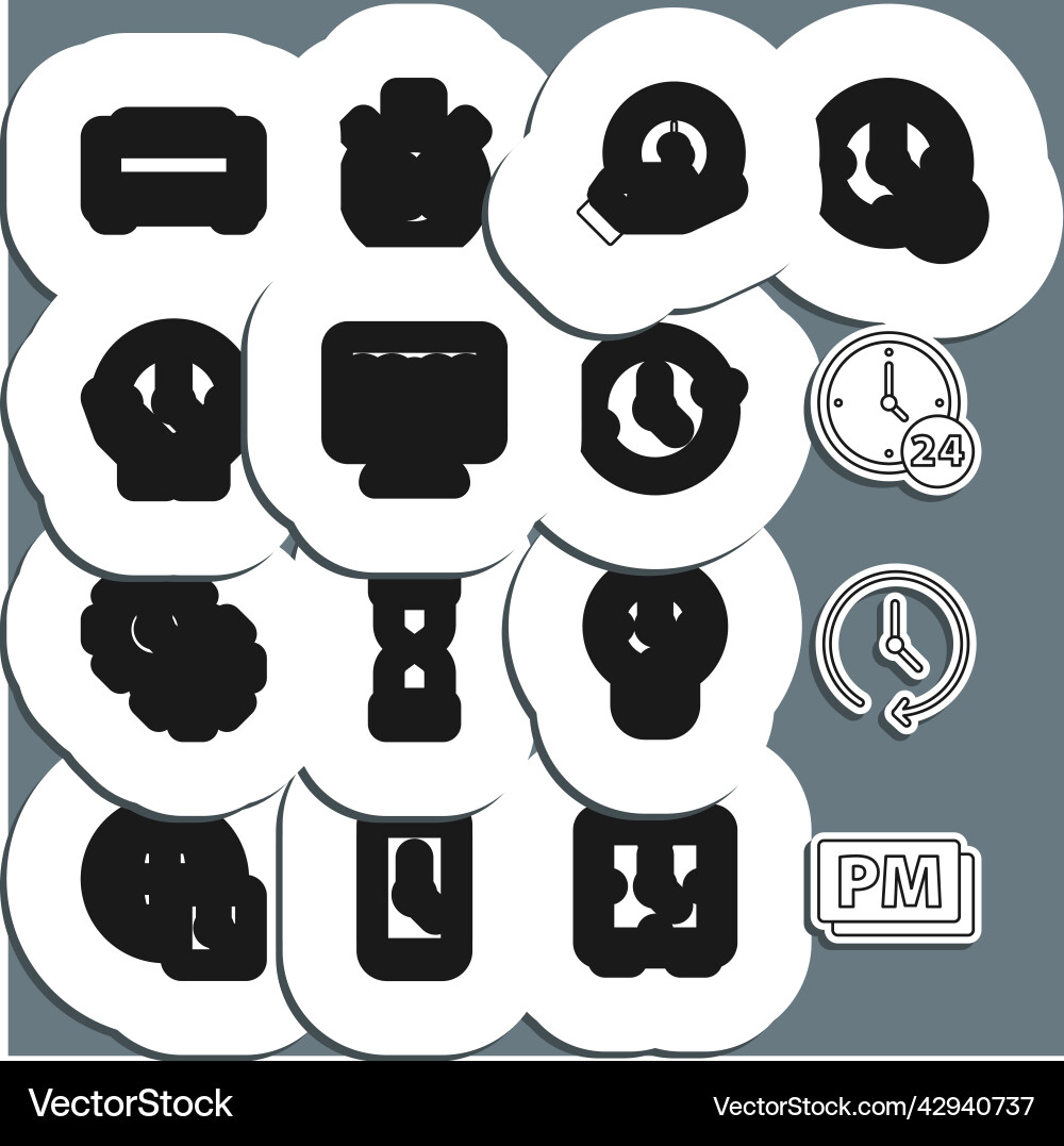 Set line clock pm 24 hours on monitor digital Set line clock pm 24 hours on monitor digital vector image
