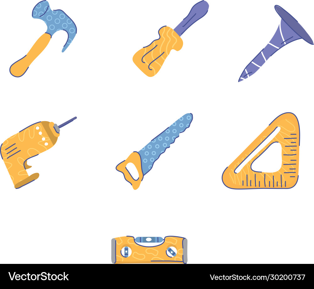 Set tools working line and fill icons Vector Image