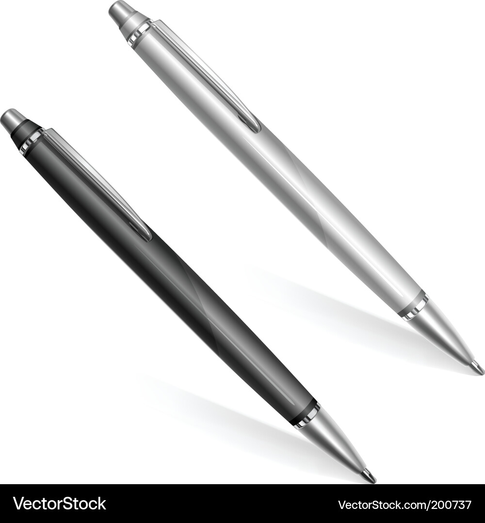 Silver Ballpoint Pens Vector Image