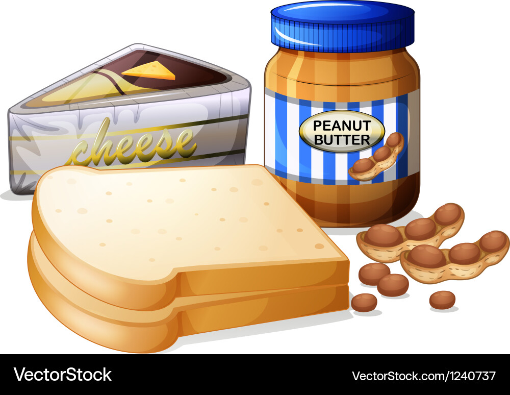 Sliced bread with cheese and butter vector image