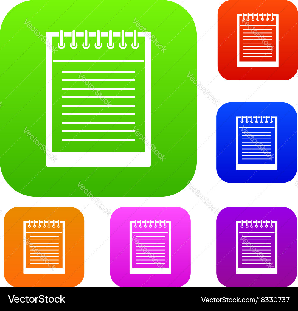 Spiral notepad set color collection vector image
