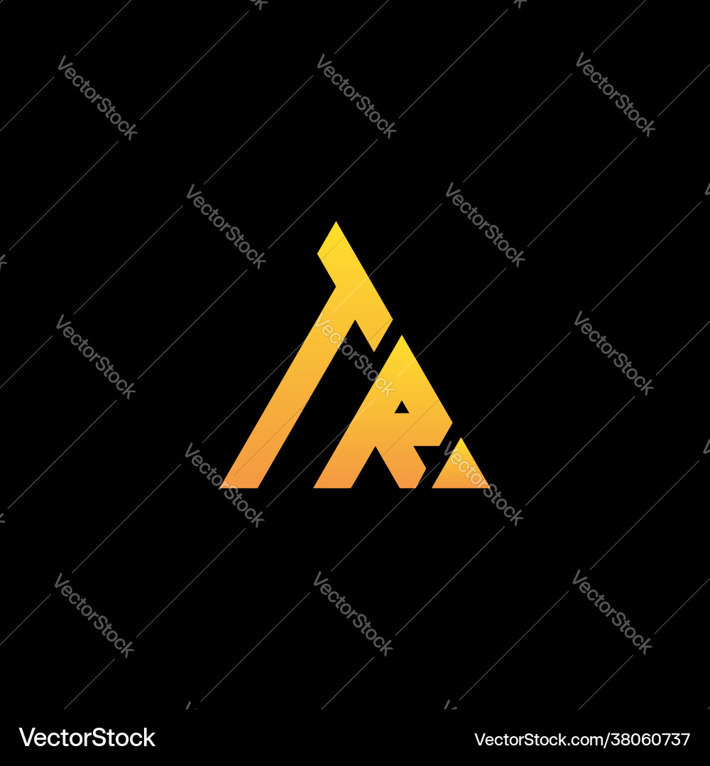 T r monogram initial logo with a yellow triangle T r monogram initial logo with a yellow triangle vector image