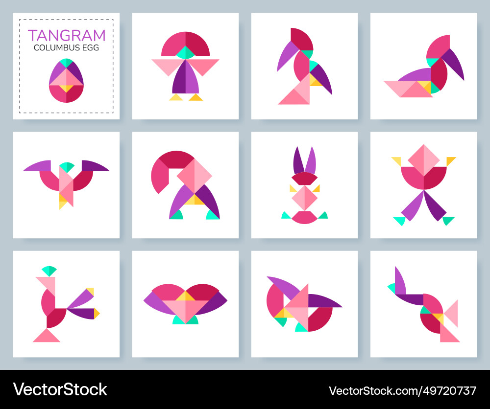 Tangram Puzzle-Set mit verschiedenen Objekten Tangram Puzzle-Set mit verschiedenen Objekten vektorbild