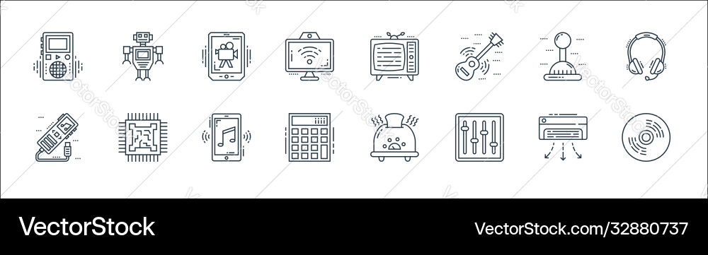 Technology devices line icons linear set quality Technology devices line icons linear set quality vector image