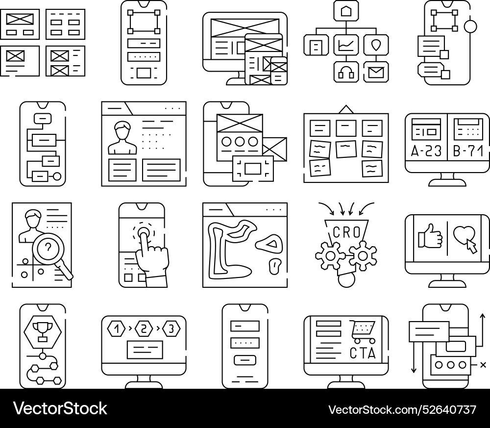 Ui ux web interface app icons set Ui ux web interface app icons set vector image