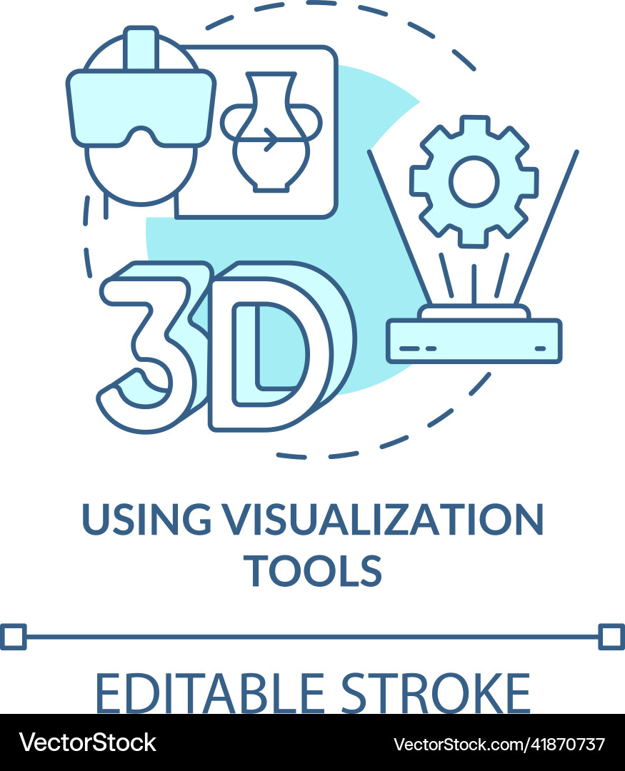 Using visualization tools turquoise concept icon Using visualization tools turquoise concept icon Vector Image