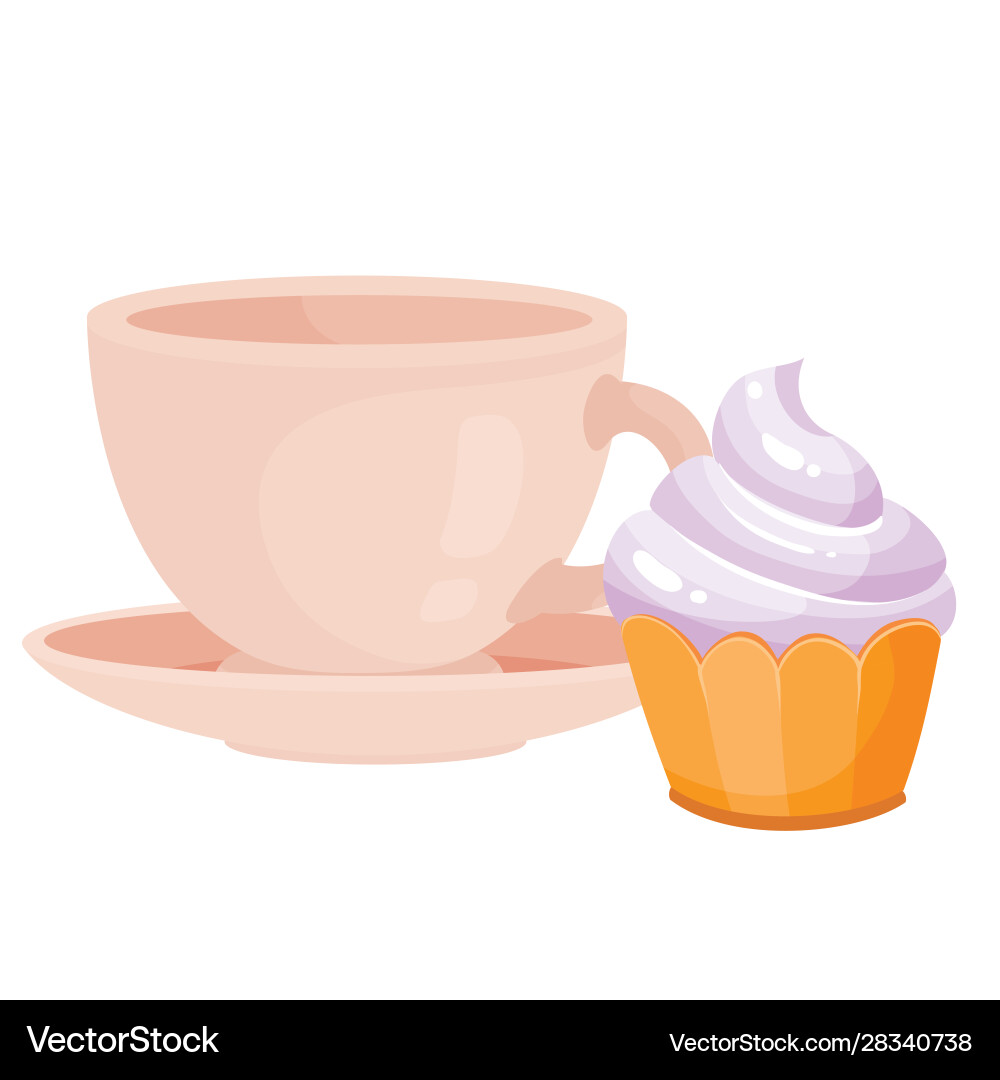 Becher mit heißem Getränk oder leer und Muffin Becher mit heißem Getränk oder leer und Muffin vektorbild
