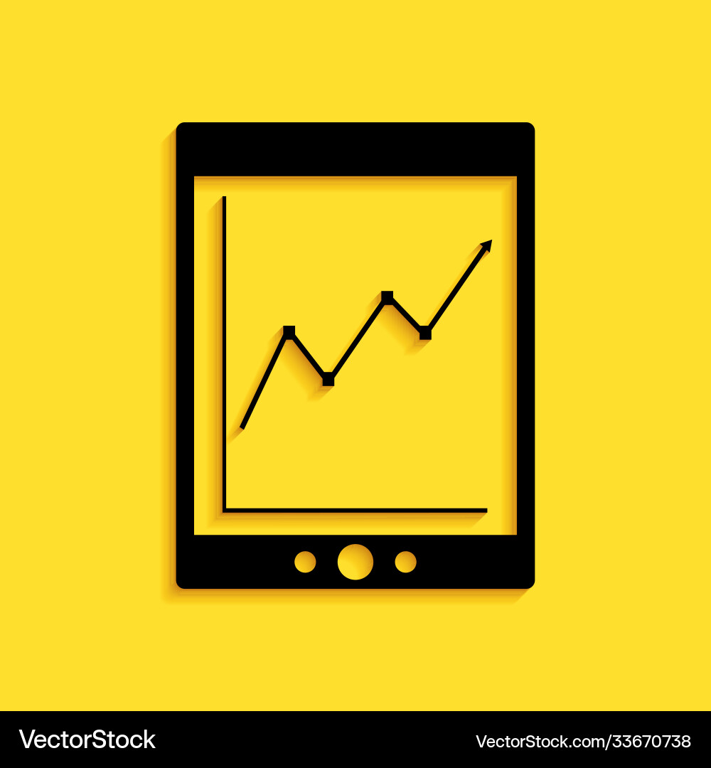 Black tablet with statistic graph chart icon Black tablet with statistic graph chart icon vector image