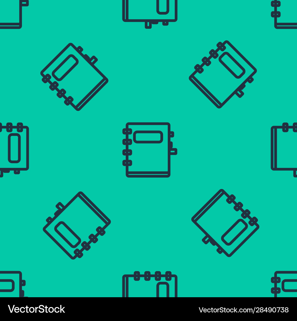 Blue line notebook icon isolated seamless pattern Vector Image