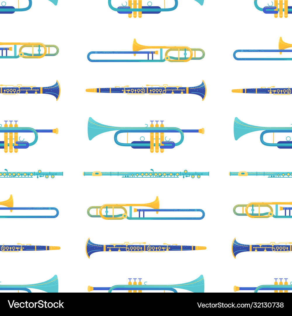 Brass & Wind Instruments Pattern Vector Image