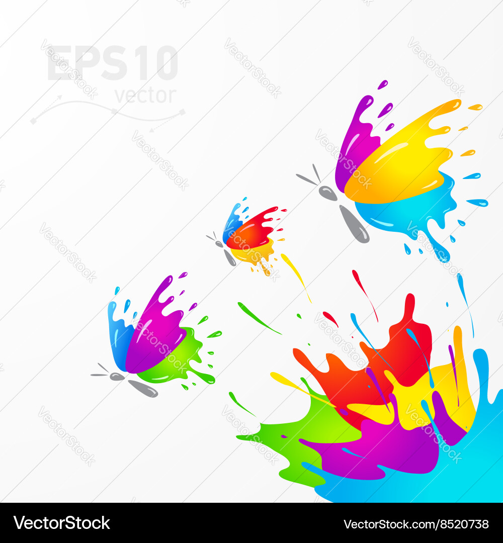 Butterfly colored splash Royalty Free Vector Image