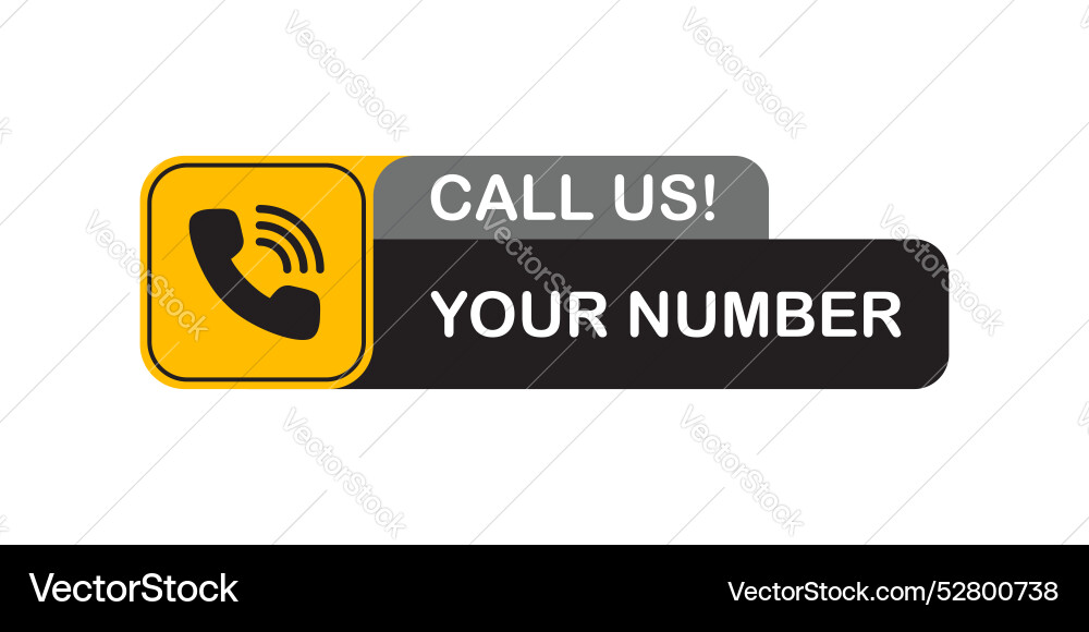 Call us button icon in flat style phone number Call us button icon in flat style phone number vector image