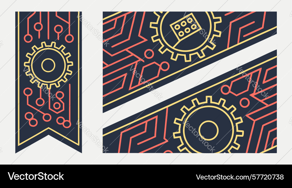 Circuit board and gears tech pattern design vector image