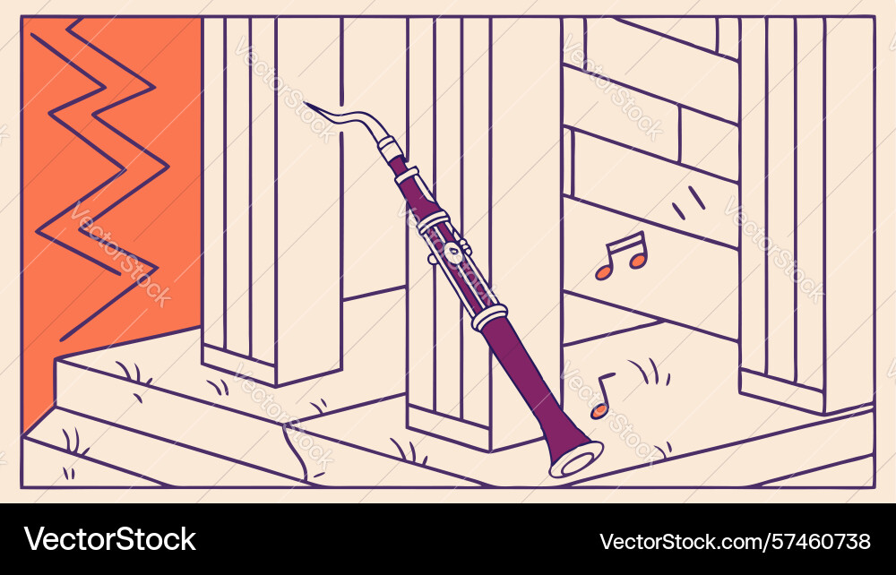 Clarinet in abstract architectural setting vector image