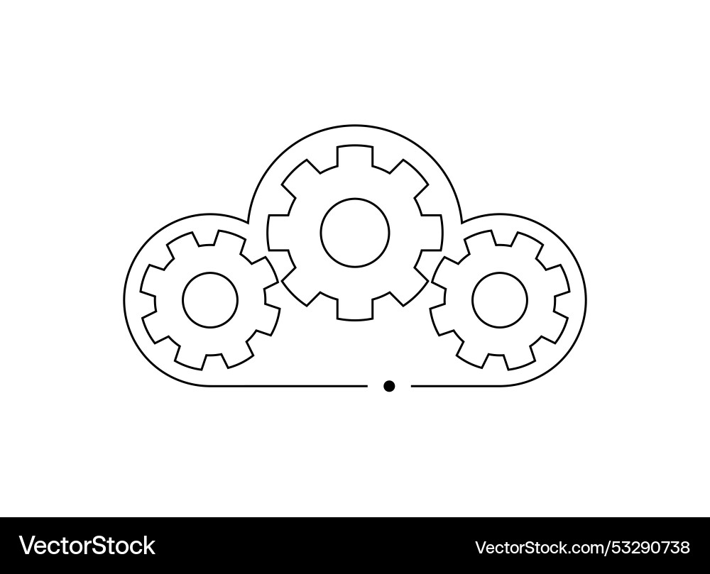 Cloud with gears icon representing cloud-based Vector Image