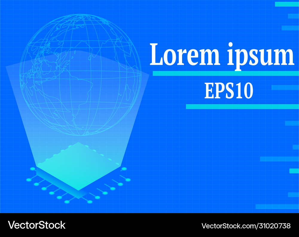 Cpu processor and world globe technology vector image