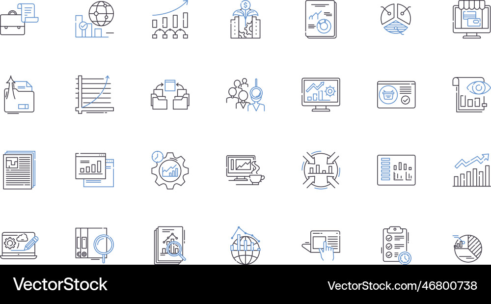 Data compilation software line icons collection Data compilation software line icons collection vector image
