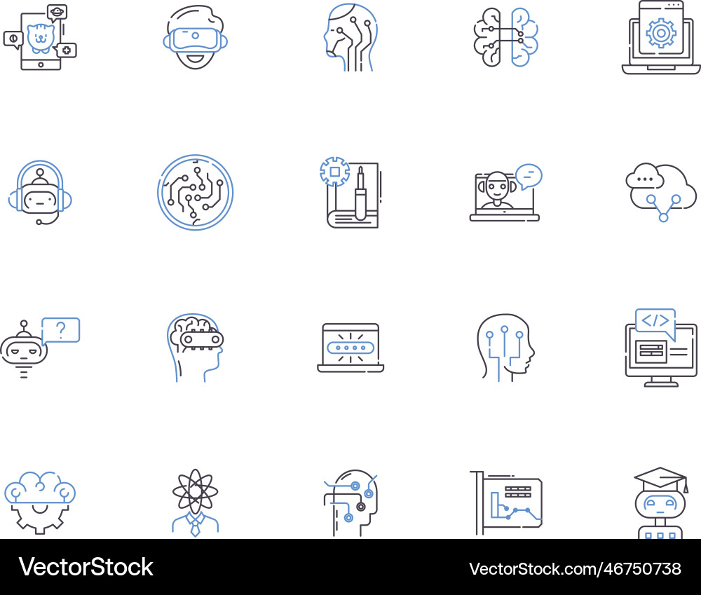 Geek nerds outline icons collection geeks vector image