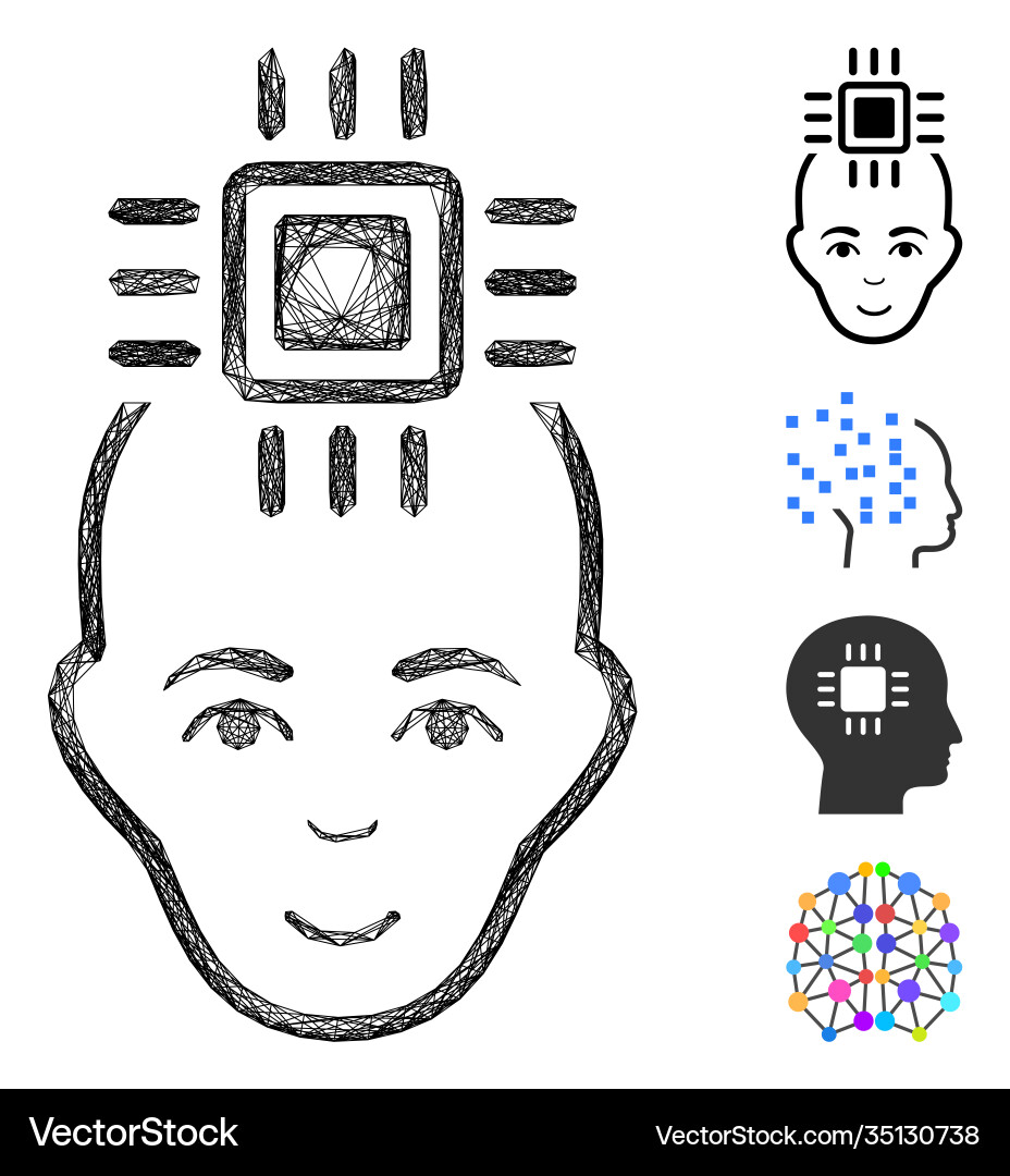 Hatched neural computer interface mesh Hatched neural computer interface mesh vector image