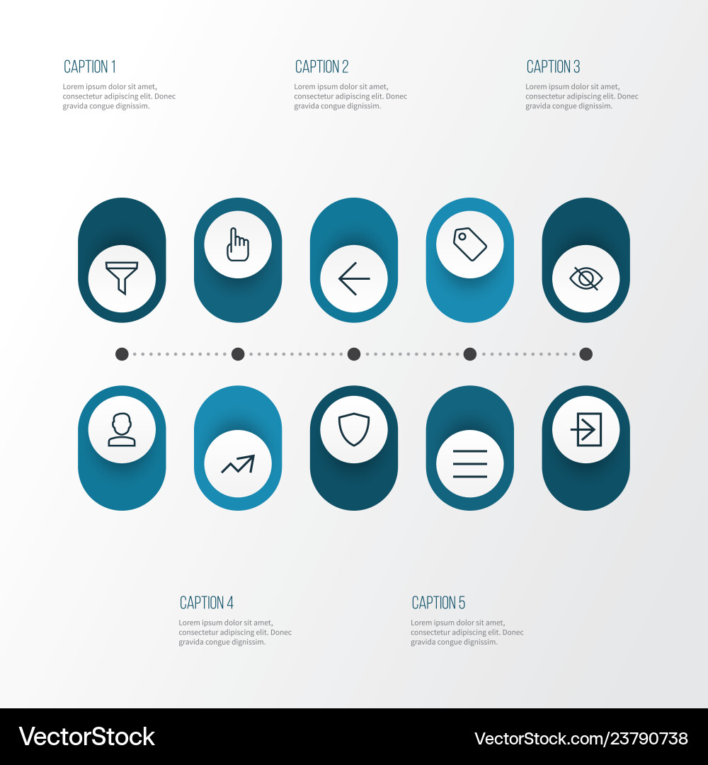 Interface icons line style set with shield Interface icons line style set with shield vector image