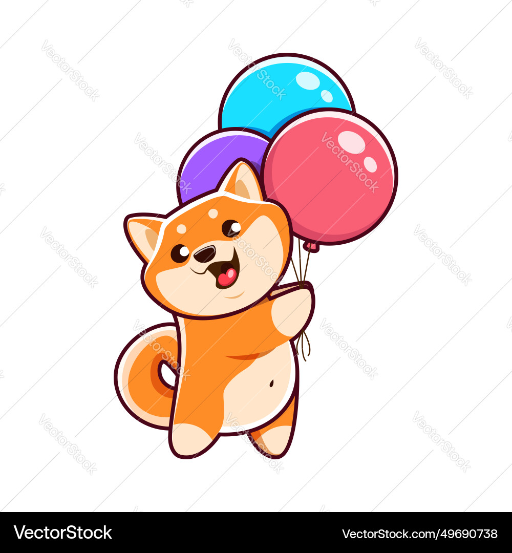 Kawaii Shiba Inu with Balloons vector image