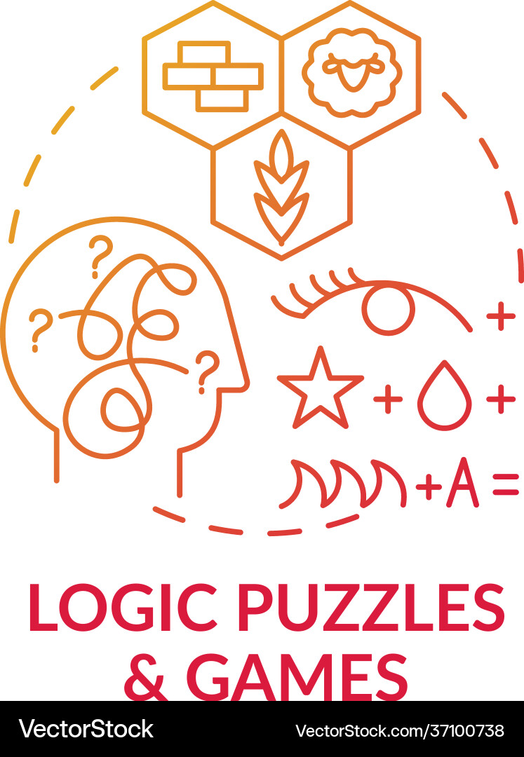 Logic puzzles and games red gradient concept icon Vector Image