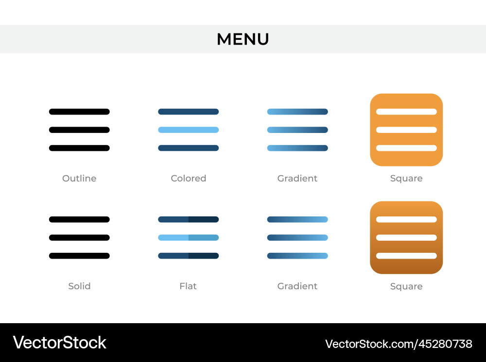 Menu icon in different style icons designed Menu icon in different style icons designed vector image