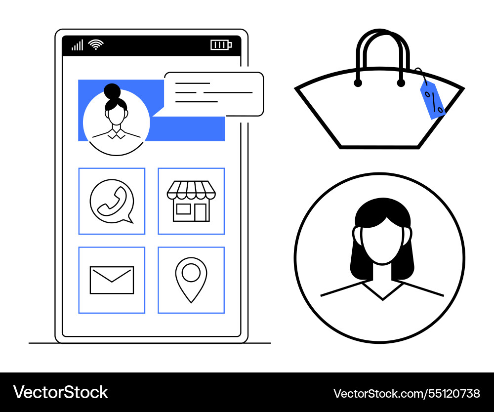 Mobile user interface with shopping icons Mobile user interface with shopping icons vector image