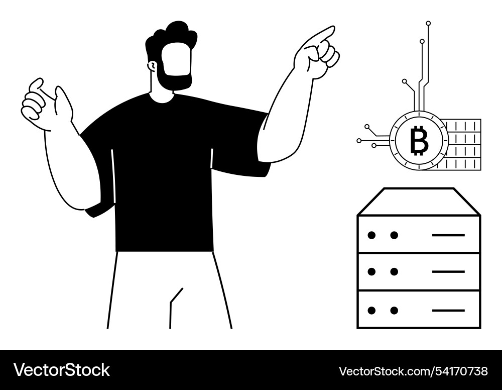 Person explaining cryptocurrency and blockchain Person explaining cryptocurrency and blockchain vector image