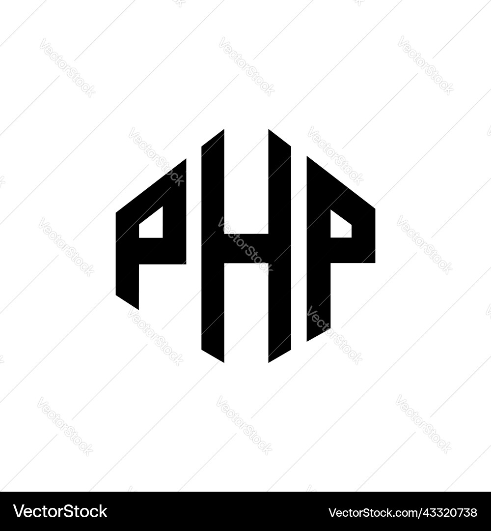 Php letter logo design with polygon shape vector image