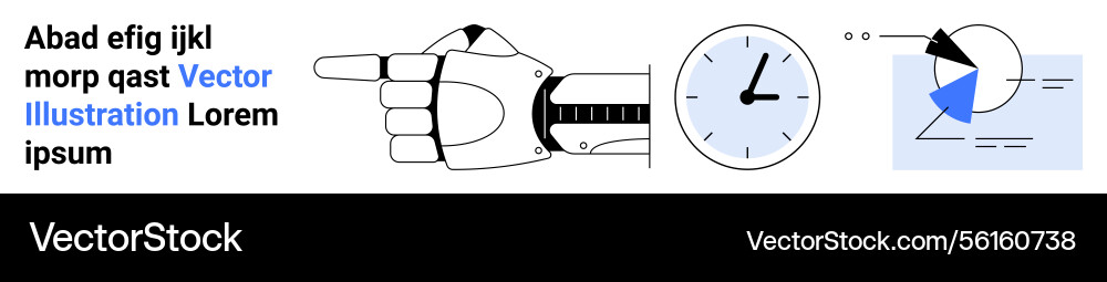 Robotic hand pointing clock and diagram Robotic hand pointing clock and diagram vector image