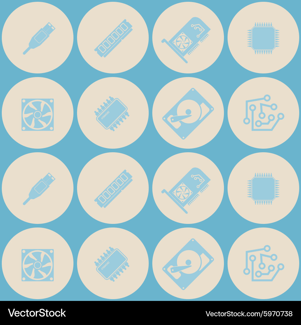 Seamless background with computer hardware vector image
