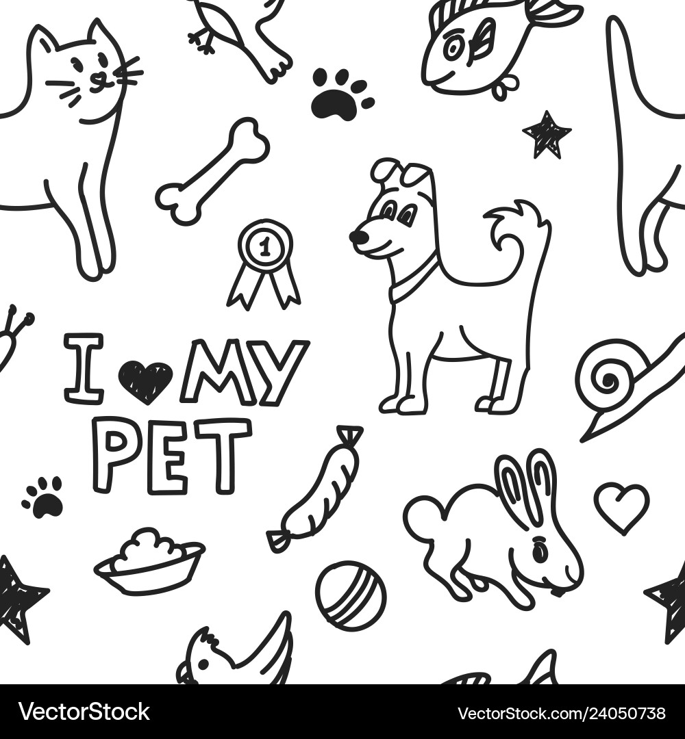 Seamless background with drawing pets Seamless background with drawing pets vector image