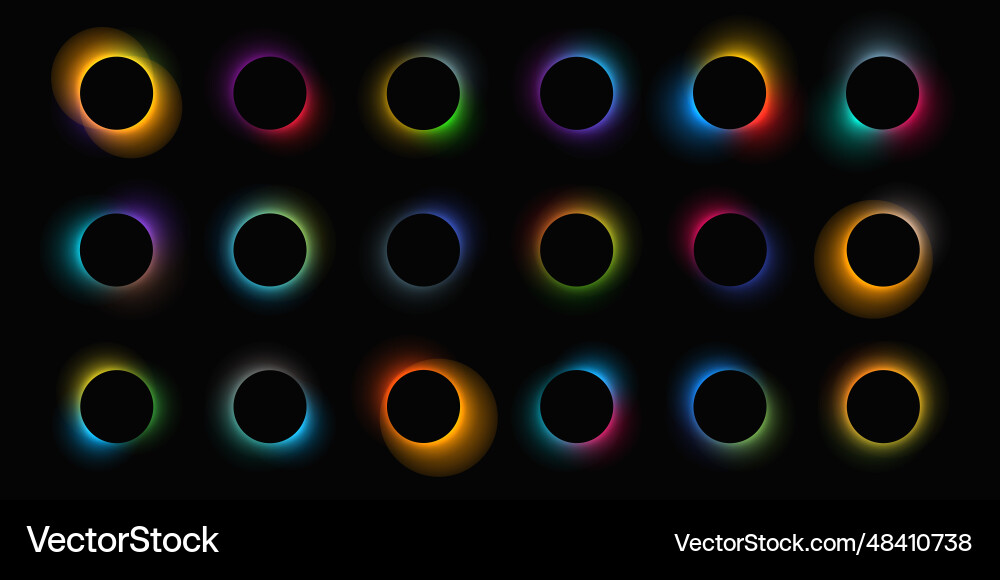 Set of circle illuminate light frames with color Set of circle illuminate light frames with color vector image