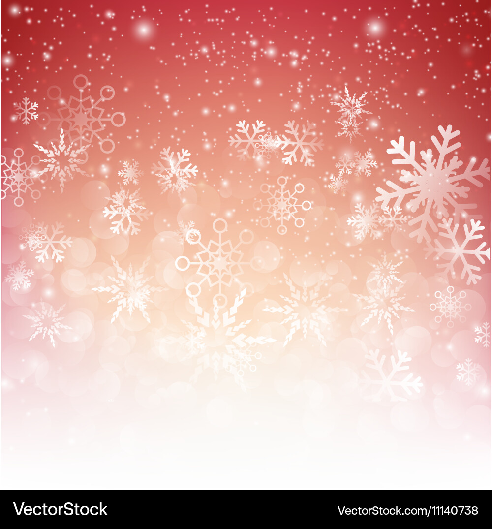 Snow fall with bokeh abstract red background eps10 vector image