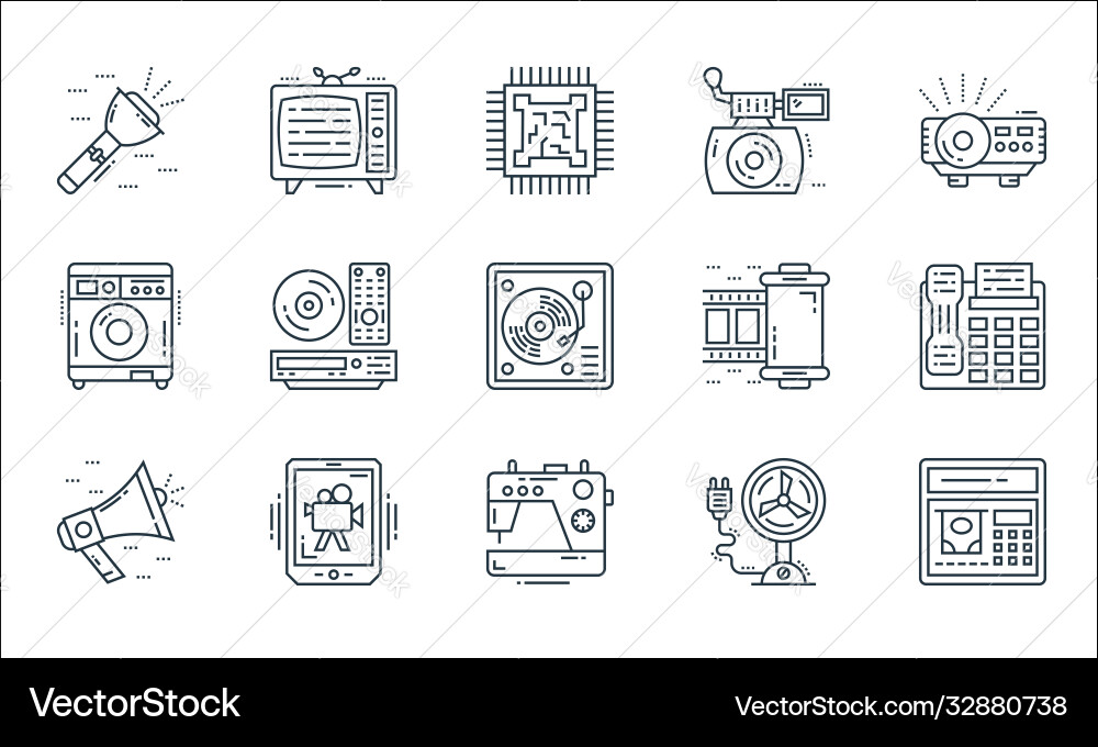 Technology devices line icons linear set quality Technology devices line icons linear set quality vector image