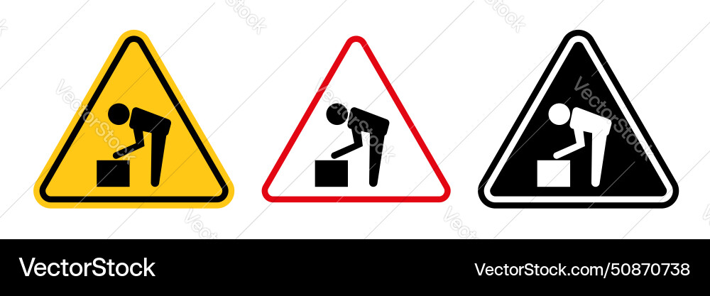 Warning heavy object sign icon set caution Warning heavy object sign icon set caution Vector Image