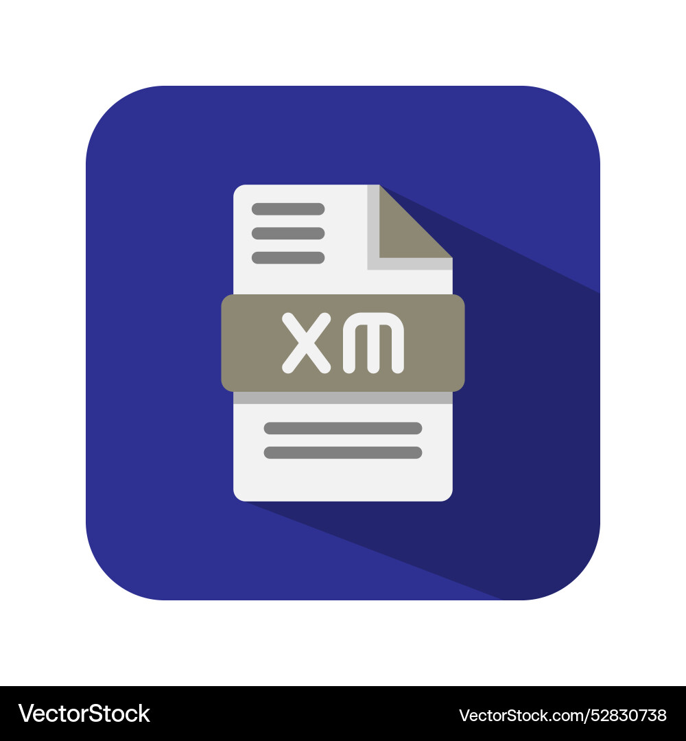 Xm audio file flat icons format document files Vector Image