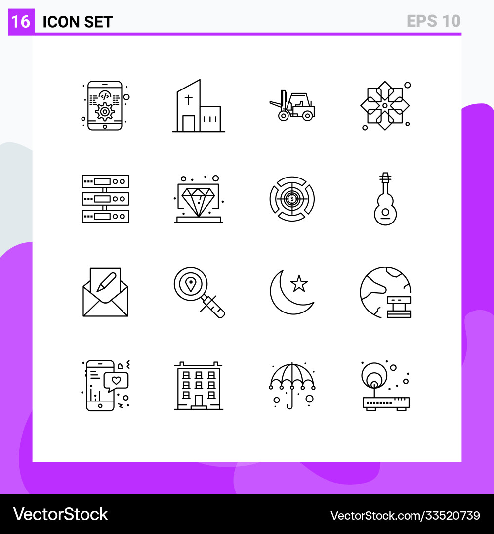 16 universal outlines set for web and mobile vector image