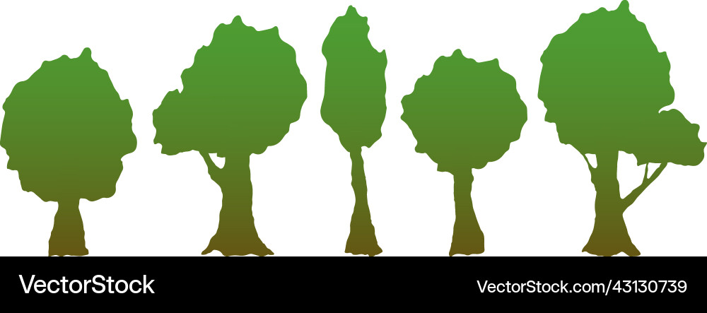 A set of gradient trees oak Vector Image