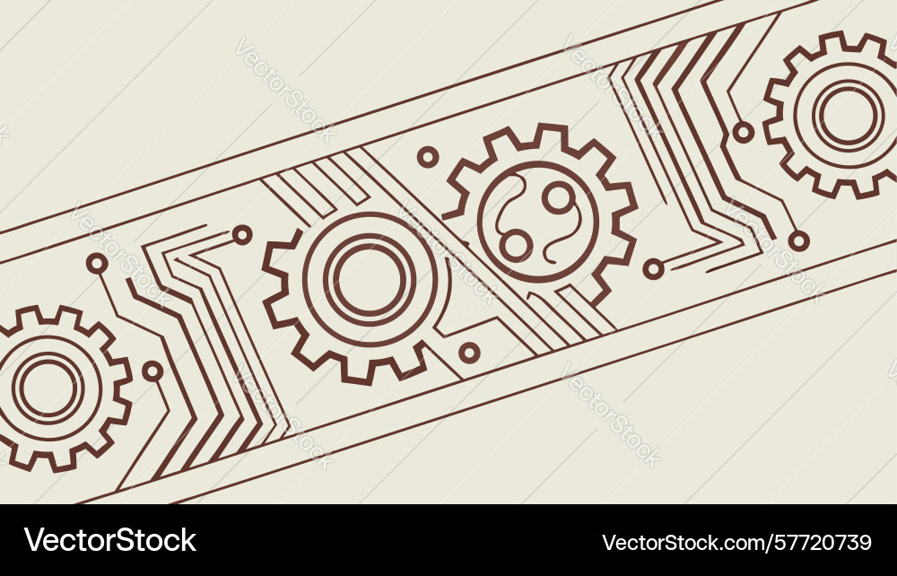 Abstract circuit board pattern with gear icons vector image