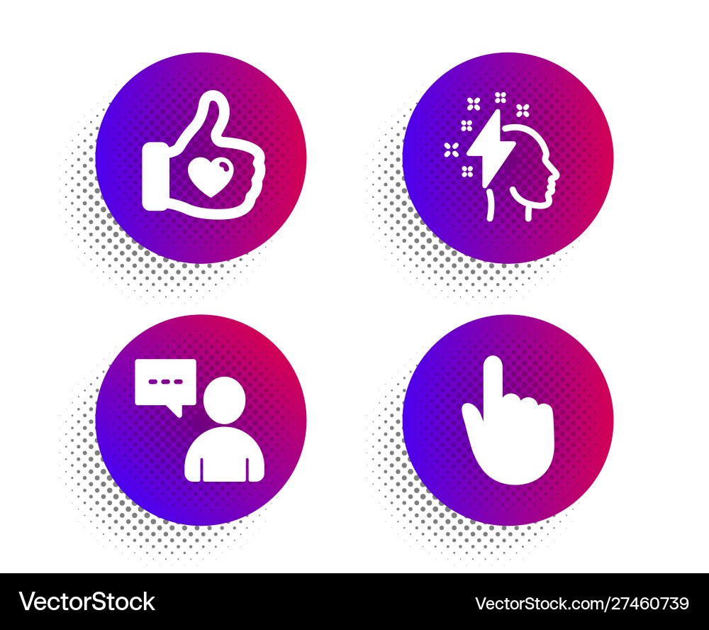 Brainstorming like hand and users chat icons set Brainstorming like hand and users chat icons set vector image