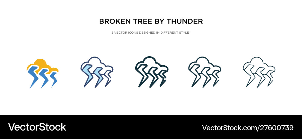 Broken tree thunder icon in different style vector image
