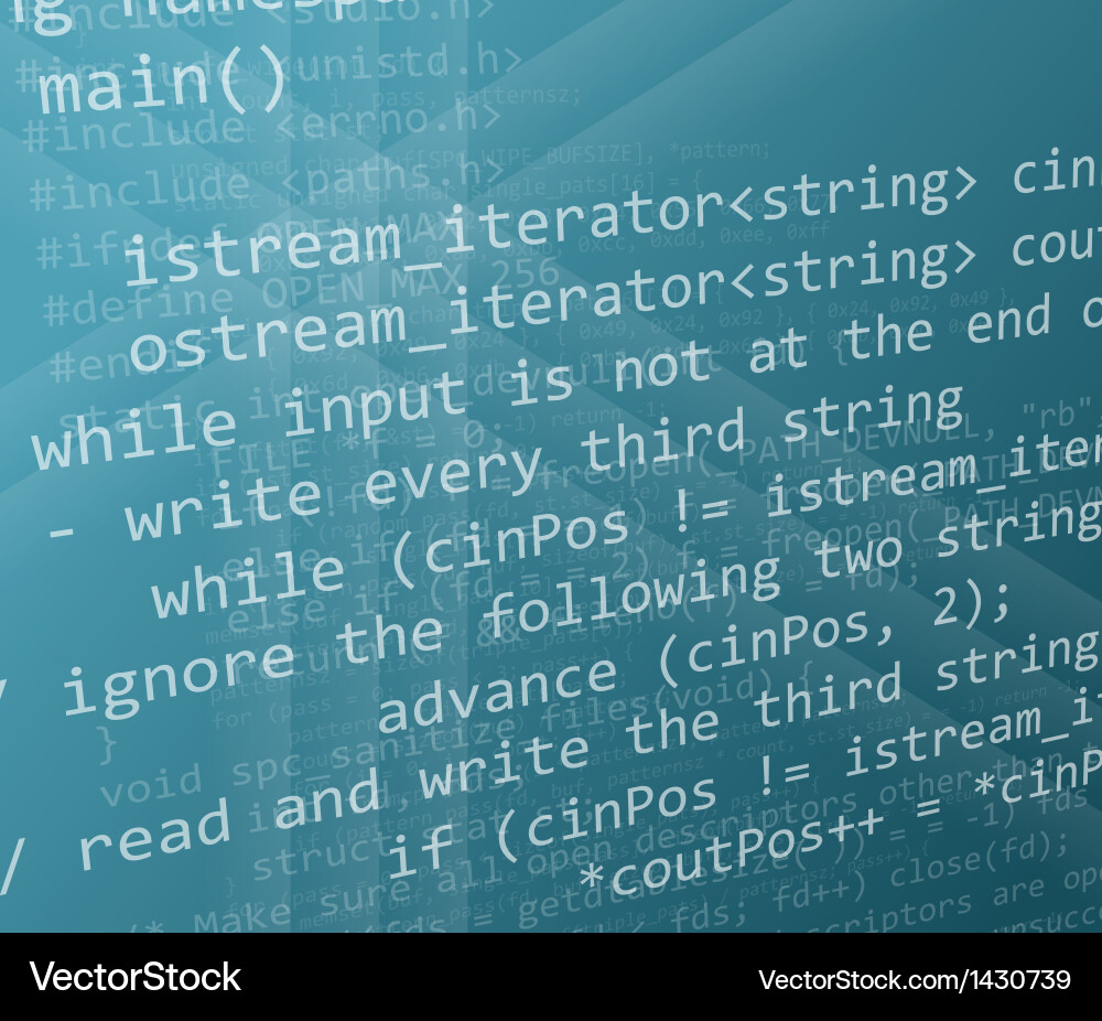 C lenguage code on dark background vector image