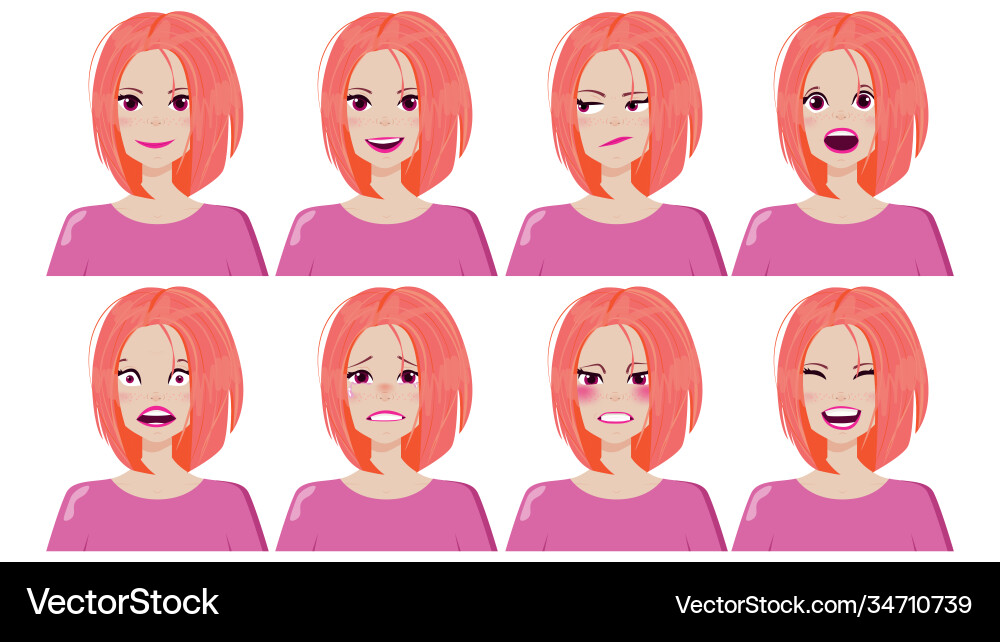 Cartoon color character person and womans emotions Vector Image